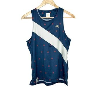Tracksmith Singlet Tank Top Sailboat Print Navy Blue Mens Small Running Racing